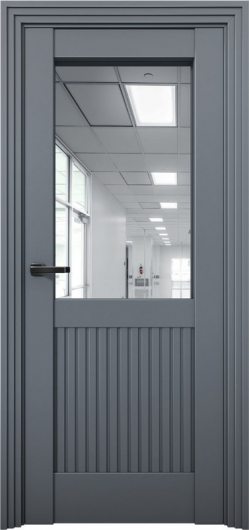 Межкомнатная дверь с экошпоном Aurum Doors Никель Ni 3 Антрацит Зеркало — фото 1