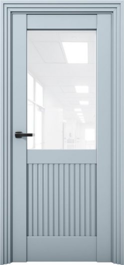 Межкомнатная дверь с экошпоном Aurum Doors Никель Ni 3 Deep Blue Белый лакобель — фото 1