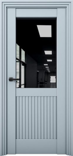 Межкомнатная дверь с экошпоном Aurum Doors Никель Ni 3 Deep Blue Черный лакобель — фото 1
