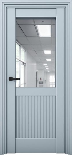 Межкомнатная дверь с экошпоном Aurum Doors Никель Ni 3 Deep Blue Зеркало — фото 1