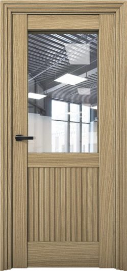 Межкомнатная дверь с экошпоном Aurum Doors Никель Ni 3 Дуб Светлый Прозрачное стекло — фото 1
