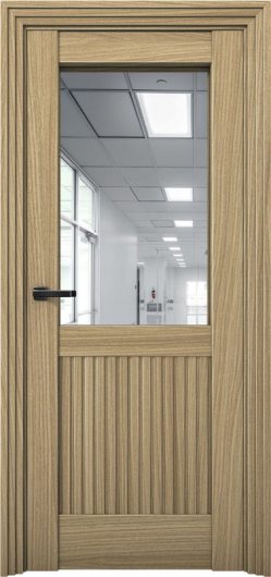 Межкомнатная дверь с экошпоном Aurum Doors Никель Ni 3 Дуб Светлый Зеркало — фото 1