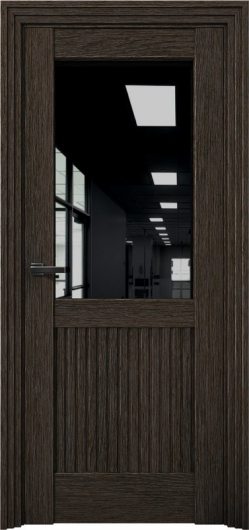 Межкомнатная дверь с экошпоном Aurum Doors Никель Ni 3 Дуб Темный Черный лакобель — фото 1