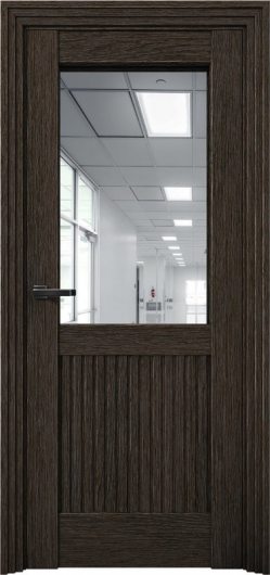 Межкомнатная дверь с экошпоном Aurum Doors Никель Ni 3 Дуб Темный Зеркало — фото 1