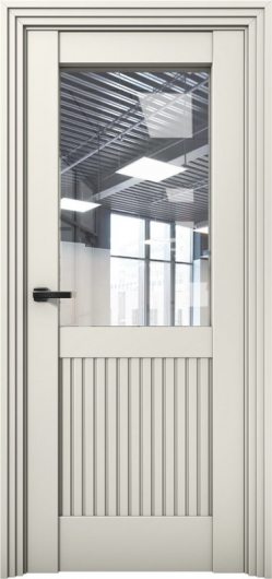 Межкомнатная дверь с экошпоном Aurum Doors Никель Ni 3 Магнолия Прозрачное стекло — фото 1