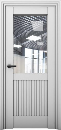 Межкомнатная дверь с экошпоном Aurum Doors Никель Ni 3 Манхэттен Прозрачное стекло — фото 1