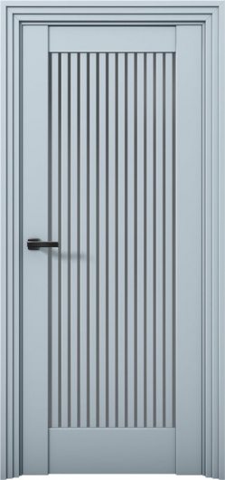 Межкомнатная дверь с экошпоном Aurum Doors Никель Ni 4 Deep Blue Прозрачное стекло — фото 1