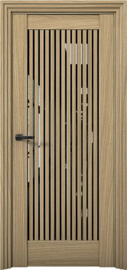 Межкомнатная дверь с экошпоном Aurum Doors Никель Ni 4 Дуб Светлый Черный лакобель — фото 1