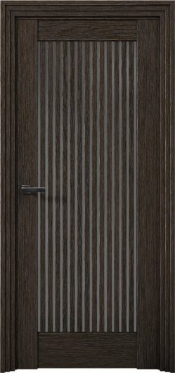 Межкомнатная дверь с экошпоном Aurum Doors Никель Ni 4 Дуб Темный Прозрачное стекло — фото 1