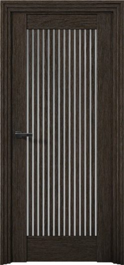 Межкомнатная дверь с экошпоном Aurum Doors Никель Ni 4 Дуб Темный Прозрачное зеркало — фото 1