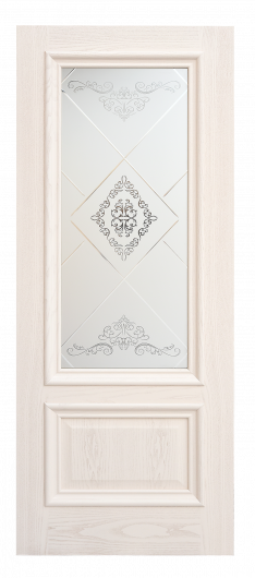 Межкомнатная ульяновская дверь Дворецкий Парма белый ясень остекленная — фото 1