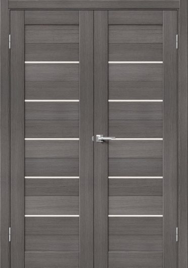 Межкомнатная дверь с эко шпоном Порта-22 (2П-03) Grey Veralinga остекленная — фото 1