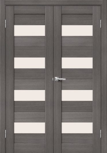 Межкомнатная дверь с эко шпоном Порта-23 (2П-03) Grey Veralinga остекленная — фото 1