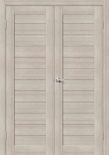 Межкомнатная дверь с эко шпоном Luxor LH-6 Капучино (soft-touch) остекленная — фото 1