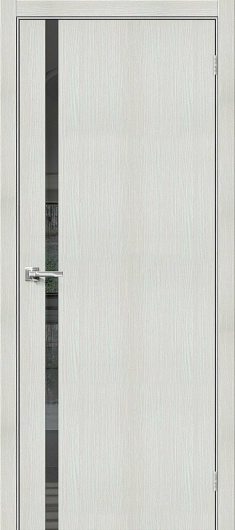 Межкомнатная дверь с эко шпоном Браво-1.55 Bianco Veralinga остекленная — фото 1