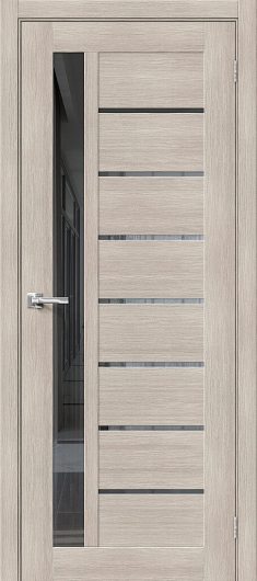 Межкомнатная дверь с эко шпоном MR.WOOD Браво-27 Cappuccino Melinga остекленная — фото 1
