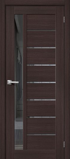 Межкомнатная дверь с эко шпоном MR.WOOD Браво-27 Wenge Melinga остекленная — фото 1