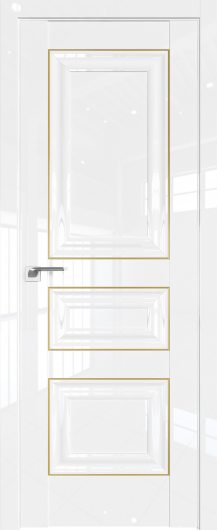 Межкомнатная дверь Profildoors Белый люкс 25L гЛУхое  молдинг золото — фото 1