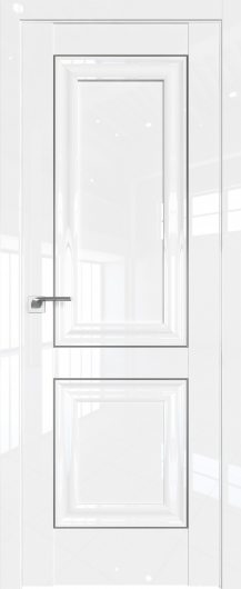 Межкомнатная дверь Profildoors Белый люкс 27L гЛУхое  молдинг серебро — фото 1