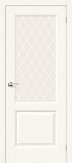 Межкомнатная дверь Браво Неоклассик-33 White Wood остекленная (ст. White Crystal) — фото 1