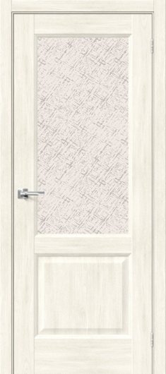 Межкомнатная дверь Браво Неоклассик-33 Nordic Oak остекленная (ст. White Cross) — фото 1