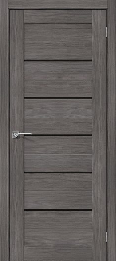 Межкомнатная дверь с эко шпоном Порта-22 Grey Veralinga/Black Star остекленная — фото 1