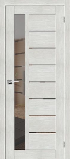 Межкомнатная дверь с эко шпоном Порта-27 Bianco Veralinga/Mirox Grey глухая — фото 1