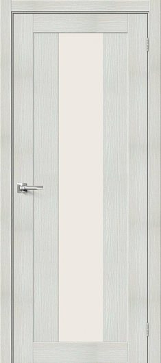Межкомнатная дверь с эко шпоном Порта-25 Bianco Veralinga остекленная — фото 1