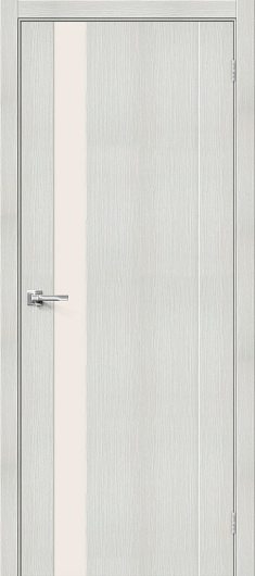Межкомнатная дверь с эко шпоном Порта-11 Bianco Veralinga остекленная — фото 1