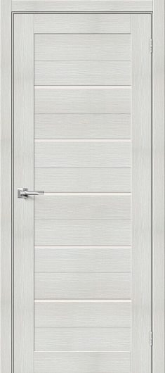 Межкомнатная дверь с эко шпоном Порта-22 Bianco Veralinga/Magic Fog остекленная — фото 1