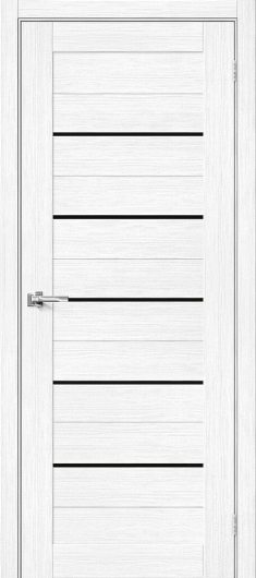 Межкомнатная дверь с эко шпоном Порта-22 Snow Veralinga/Black Star остекленная — фото 1
