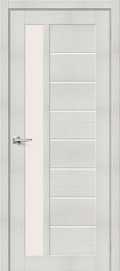 Межкомнатная дверь с эко шпоном Порта-27 Bianco Veralinga остекленная — фото 1