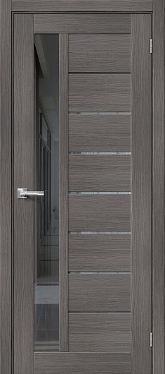 Межкомнатная дверь с эко шпоном Порта-27 Grey Veralinga/Mirox Grey остекленная — фото 1