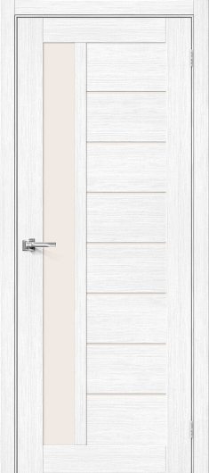 Межкомнатная дверь с эко шпоном Порта-27 Snow Veralinga/Magic Fog остекленная — фото 1