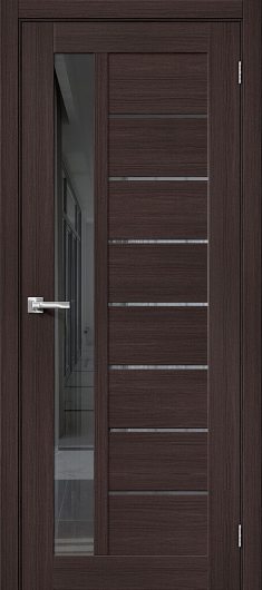 Межкомнатная дверь с эко шпоном Порта-27 Wenge Veralinga/Mirox Grey остекленная — фото 1