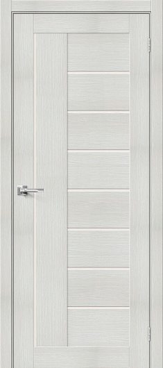 Межкомнатная дверь с эко шпоном Порта-29 Bianco Veralinga/Magic Fog остекленная — фото 1