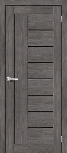 Межкомнатная дверь с эко шпоном Порта-29 Grey Veralinga/Black Star остекленная — фото 1