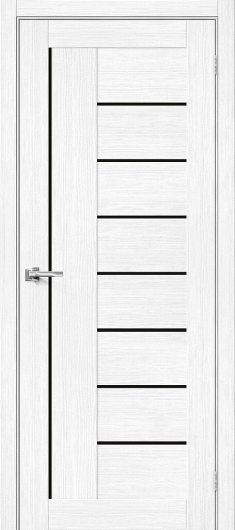 Межкомнатная дверь с эко шпоном Порта-29 Snow Veralinga/Black Star остекленная — фото 1
