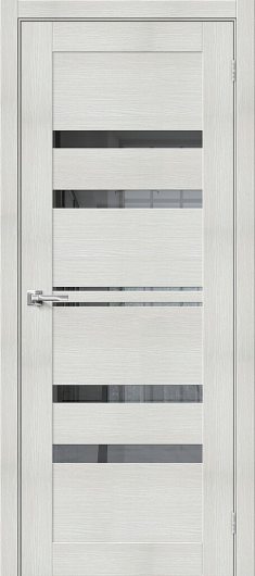 Межкомнатная дверь с эко шпоном Порта-30 Bianco Veralinga/Mirox Grey остекленная — фото 1