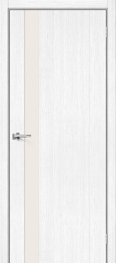 Межкомнатная дверь с эко шпоном Порта-11 Snow Veralinga остекленная — фото 1