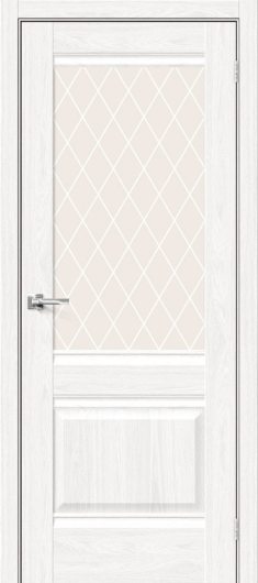 Межкомнатная дверь с эко шпоном Браво Прима-3 White Dreamline остекленная — фото 1