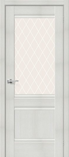 Межкомнатная дверь с эко шпоном Прима-3.1 Bianco Veralinga остекленная (ст. White Crystal) — фото 1