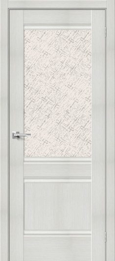 Межкомнатная дверь с эко шпоном Прима-3.1 Bianco Veralinga остекленная (ст. White Cross) — фото 1