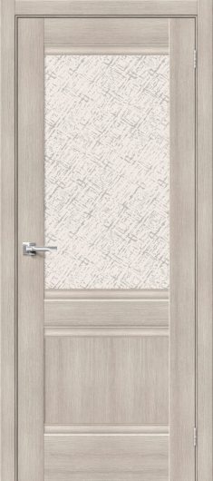 Межкомнатная дверь с эко шпоном Прима-3.1 Cappuccino Veralinga остекленная (ст. White Cross) — фото 1