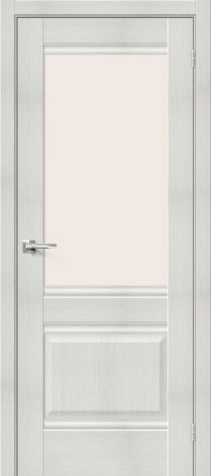Межкомнатная дверь с эко шпоном Прима-3 Bianco Veralinga остекленная (ст. Magic Fog) — фото 1