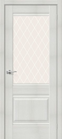 Межкомнатная дверь с эко шпоном Прима-3 Bianco Veralinga остекленная — фото 1