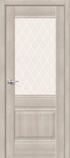 Межкомнатная дверь с эко шпоном Прима-3 Cappuccino Veralinga остекленная (ст. White Crystal) — фото 1