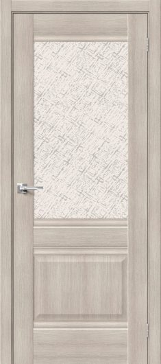 Межкомнатная дверь с эко шпоном Прима-3 Cappuccino Veralinga остекленная (ст. White Cross) — фото 1
