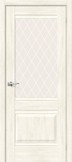 Межкомнатная дверь с эко шпоном Прима-3 Nordic Oak остекленная (ст. White Crystal) — фото 1