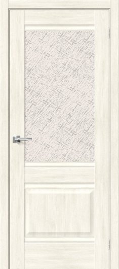 Межкомнатная дверь с эко шпоном Прима-3 Nordic Oak остекленная (ст. White Cross) — фото 1